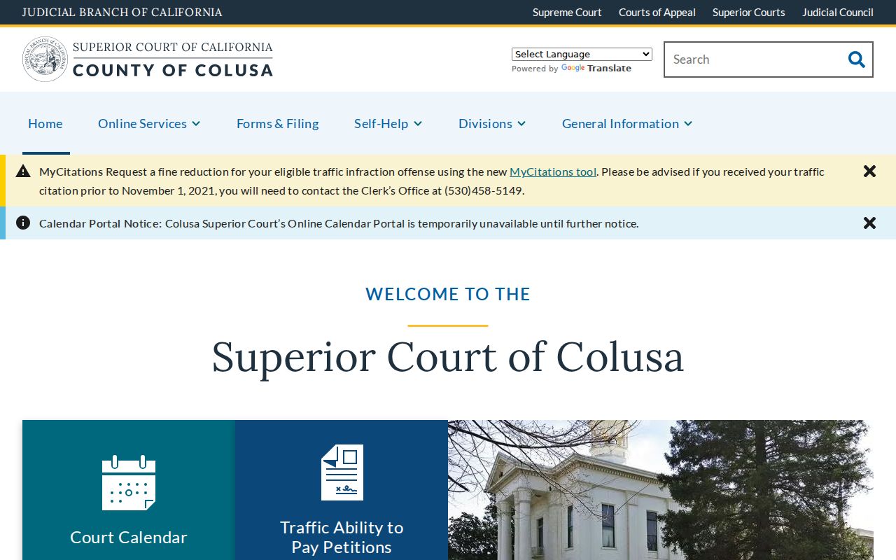Colusa County criminal history records at Colusa Superior Court