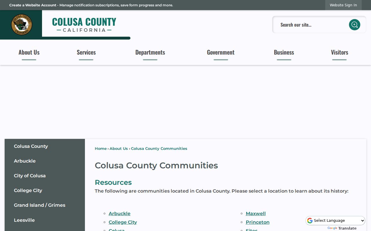 Colusa County communities page