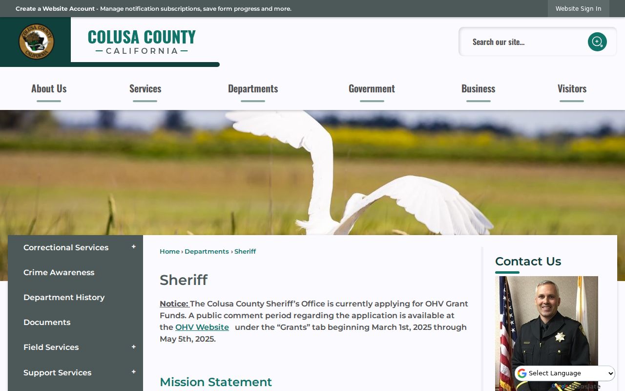 Colusa County Sheriff official homepage