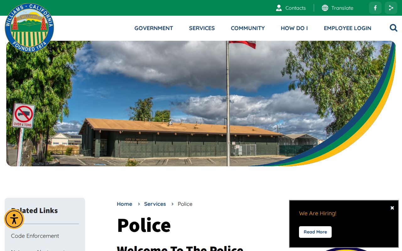 Williams Police Department official page